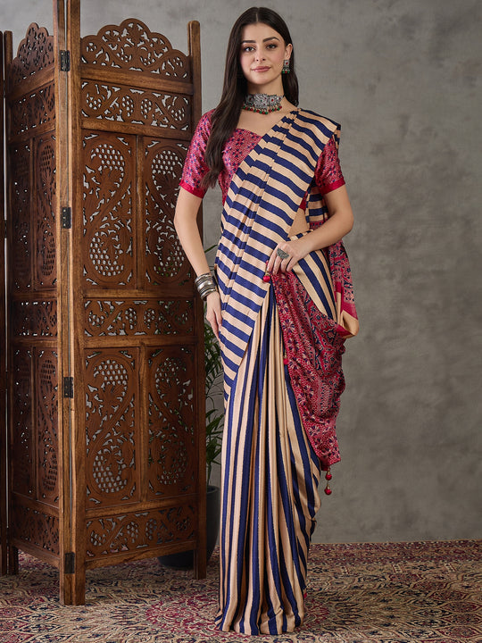 Purple Semi Modal Saree With Blouse Piece