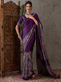 Purple Semi Modal Saree With Blouse Piece