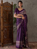 Purple Semi Modal Saree With Blouse Piece