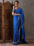 Blue Semi Modal Saree With Blouse Piece