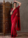 Red Semi Modal Saree With Blouse Piece