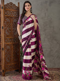 Wine Semi Modal Saree With Blouse Piece
