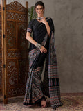 Black Semi Modal Saree With Blouse Piece