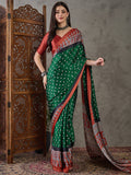 Green Semi Modal Saree With Blouse Piece