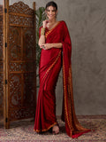 Red Semi Modal Saree With Blouse Piece