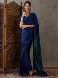 Blue Semi Modal Saree With Blouse Piece