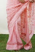 Peach Georgette Saree with Pink Blouse Piece