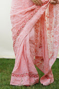 Peach Georgette Saree with Pink Blouse Piece