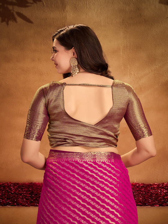 Georgette Banarasi Silk Saree With Blouse Piece