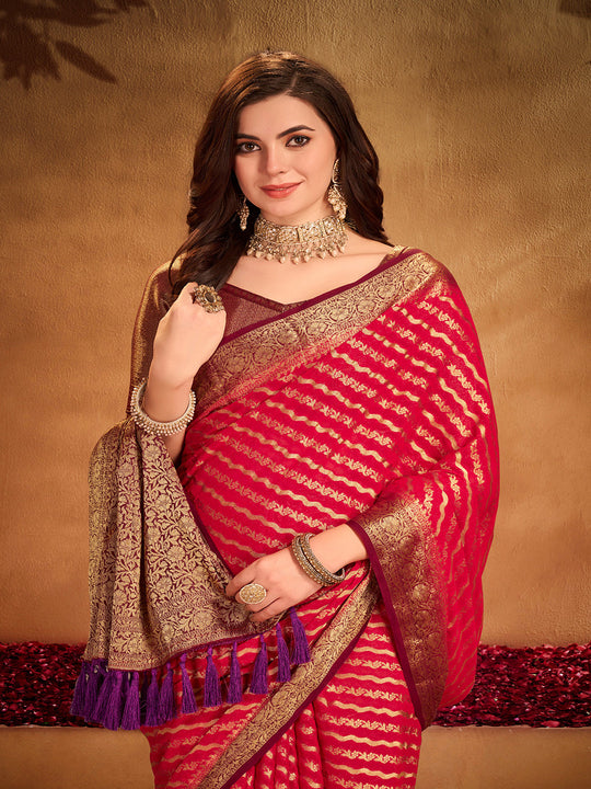 Georgette Banarasi Silk Saree With Blouse Piece