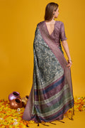 Grey Cotton Silk Saree With Blouse Piece