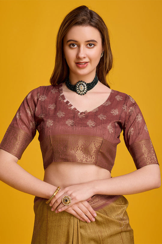 Yellow Cotton Silk Saree With Blouse Piece