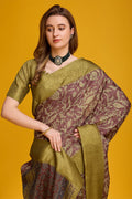 Maroon Cotton Silk Saree With Blouse Piece