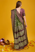 Green Cotton Silk Saree With Blouse Piece