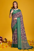 Purple Cotton Silk Saree With Blouse Piece