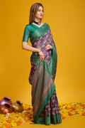 Purple Cotton Silk Saree With Blouse Piece