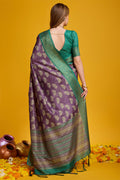 Purple Cotton Silk Saree With Blouse Piece