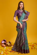 Sea Green Cotton Silk Saree With Blouse Piece