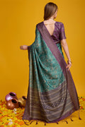 Sea Green Cotton Silk Saree With Blouse Piece