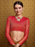 Gold Linen Festive Wear Saree With Blouse Piece