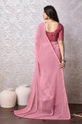 Peach Chiffon Saree With Blouse Piece