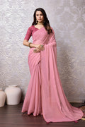 Peach Chiffon Saree With Blouse Piece