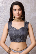 Grey Chiffon Saree With Blouse Piece