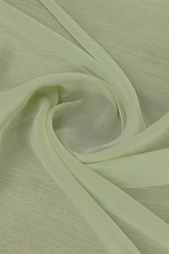 Pista Green Chiffon Saree With Blouse Piece