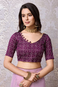 Purple Chiffon Saree With Blouse Piece