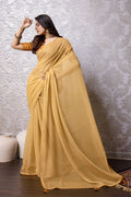 Yellow Chiffon Saree With Blouse Piece