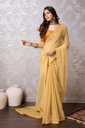 Yellow Chiffon Saree With Blouse Piece