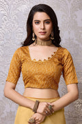 Yellow Chiffon Saree With Blouse Piece