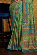Green Silk Warli Printed Saree