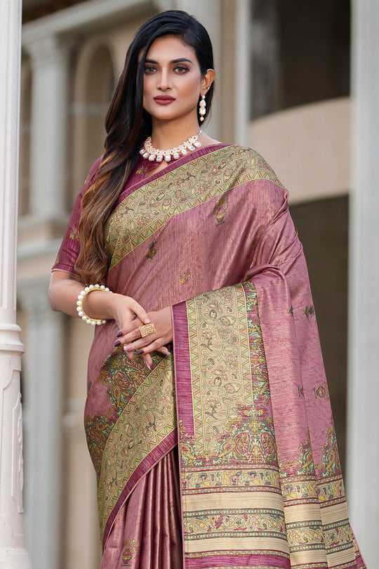 Dusky Purple Satin Saree