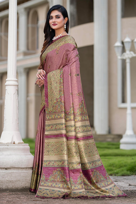 Dusky Purple Satin Saree