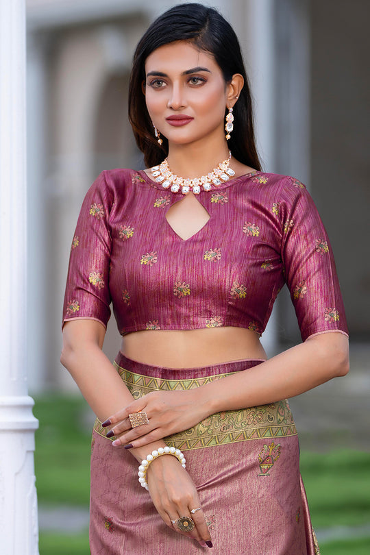 Dusky Purple Satin Saree