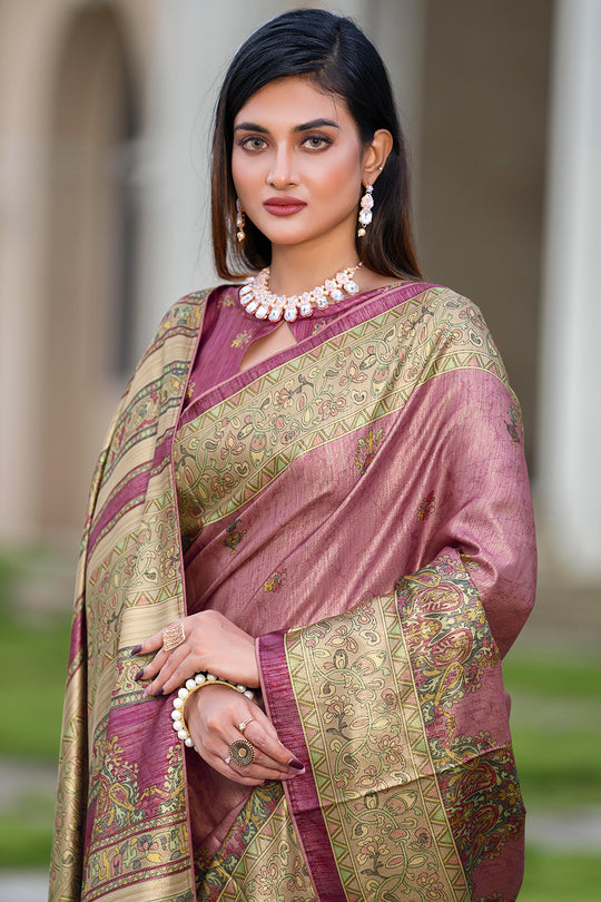 Dusky Purple Satin Saree