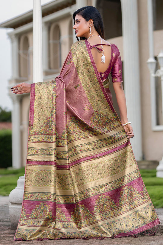 Dusky Purple Satin Saree