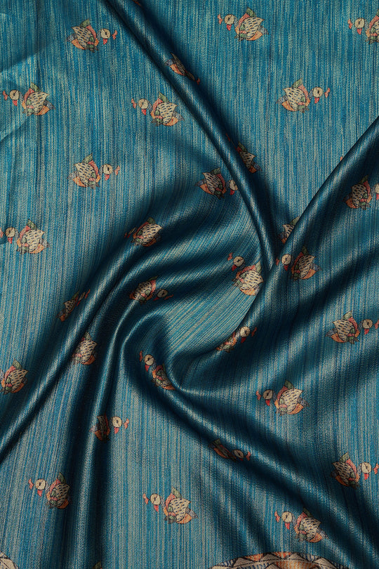 Rama Blue Satin Saree