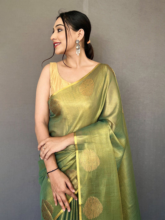 Green Silk Festive Wear Saree With Blouse Piece