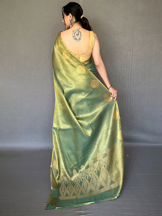 Green Silk Festive Wear Saree With Blouse Piece