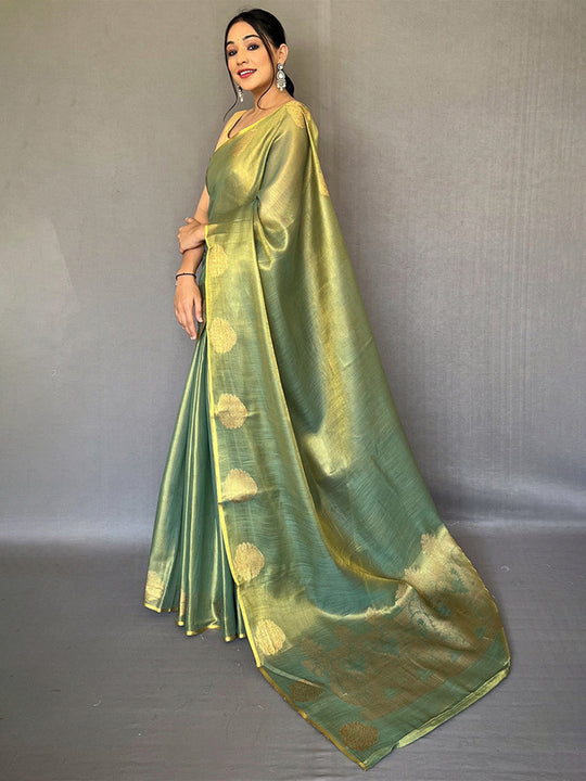 Green Silk Festive Wear Saree With Blouse Piece