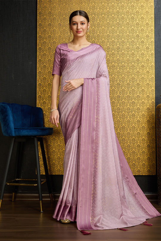 Lavender Georgette Saree With Blouse Piece