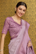 Lavender Georgette Saree With Blouse Piece