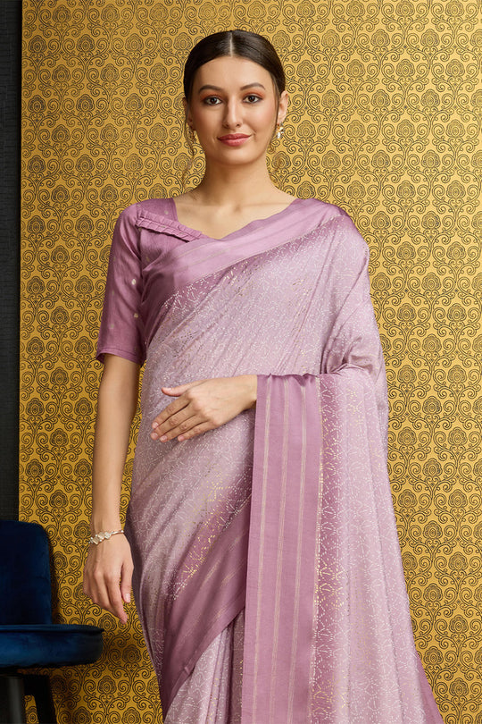 Lavender Georgette Saree With Blouse Piece