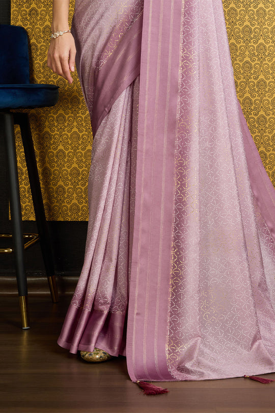 Lavender Georgette Saree With Blouse Piece