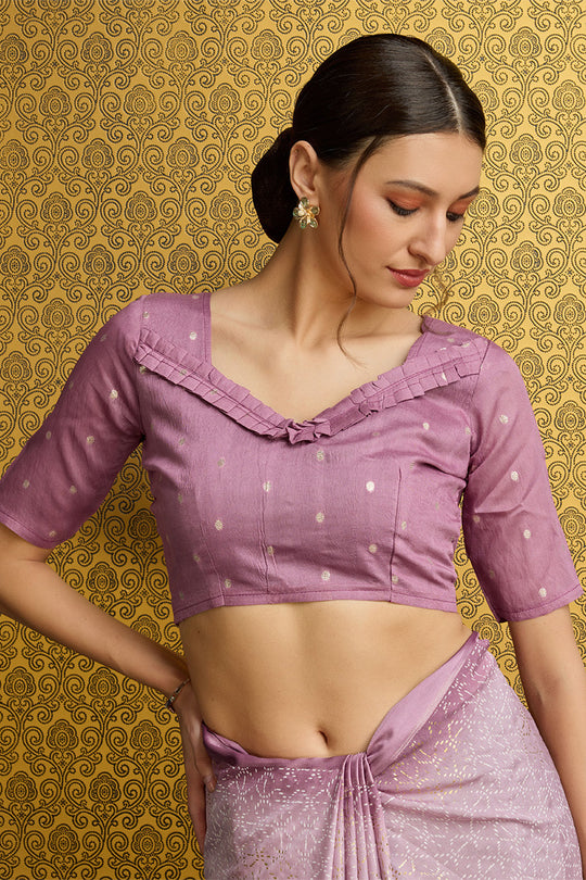 Lavender Georgette Saree With Blouse Piece