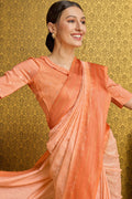 Orange Georgette Printed Saree With Blouse Piece