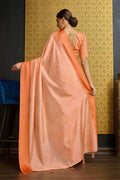 Orange Georgette Printed Saree With Blouse Piece