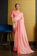 Peach Georgette Saree With Blouse Piece